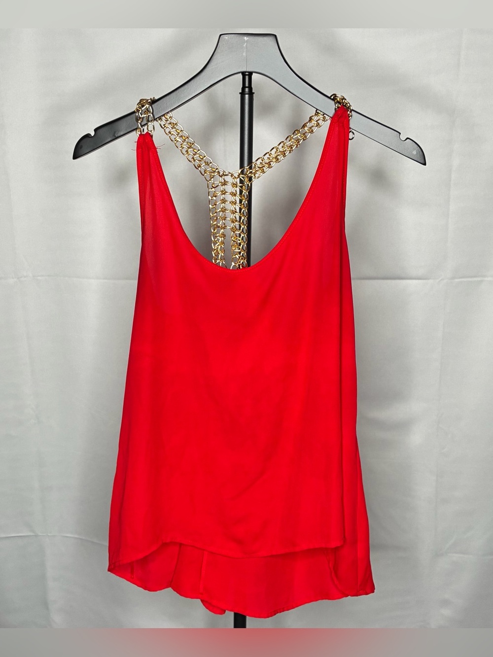 Gold Chain-Back Red Women's Tank Top